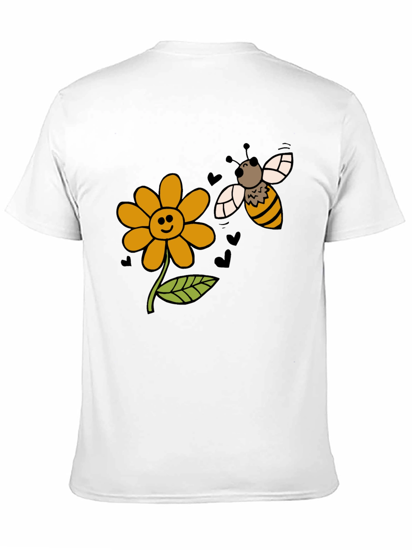 Cheerful Bee & Flower Graphic T-Shirt