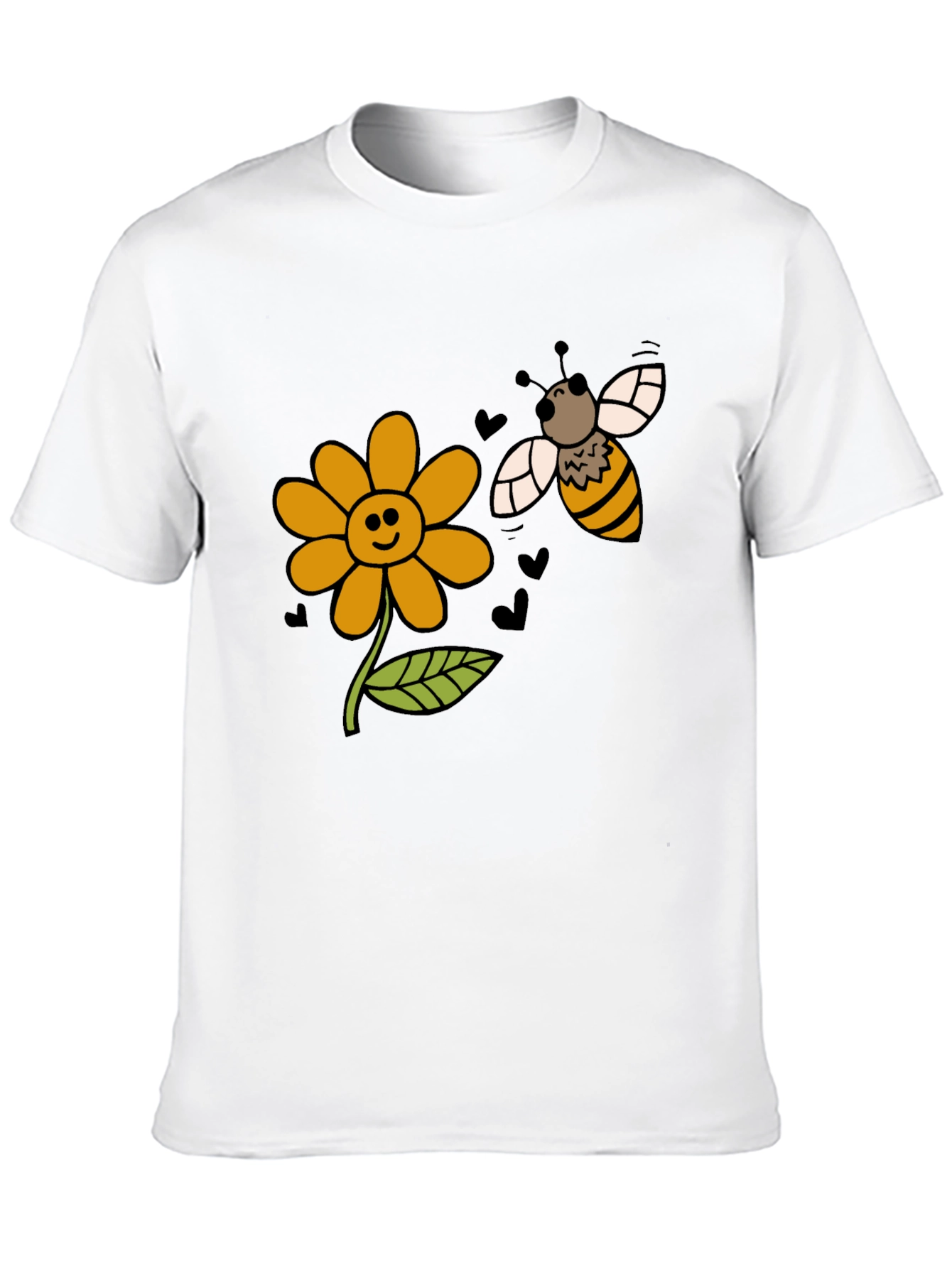 Cheerful Bee & Flower Graphic T-Shirt