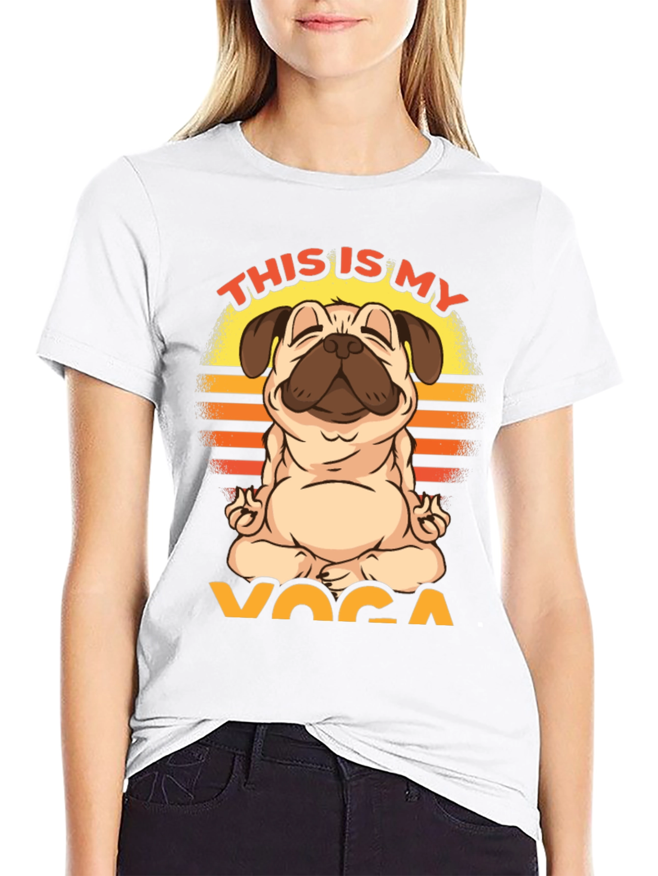 Yoga Pug T-Shirt - Meditating Dog Tee
