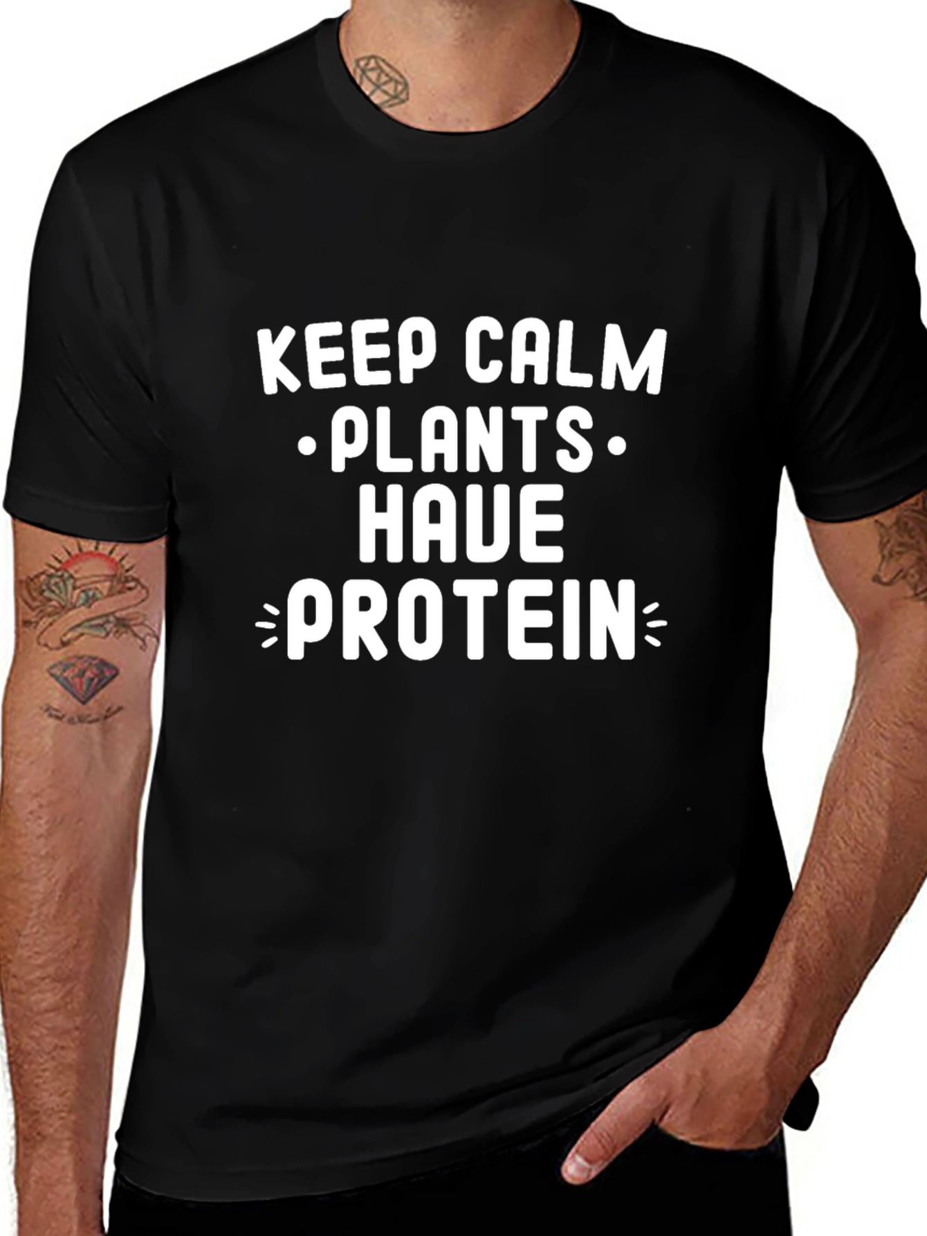 Keep Calm Plants Have Protein T-Shirt Vegan