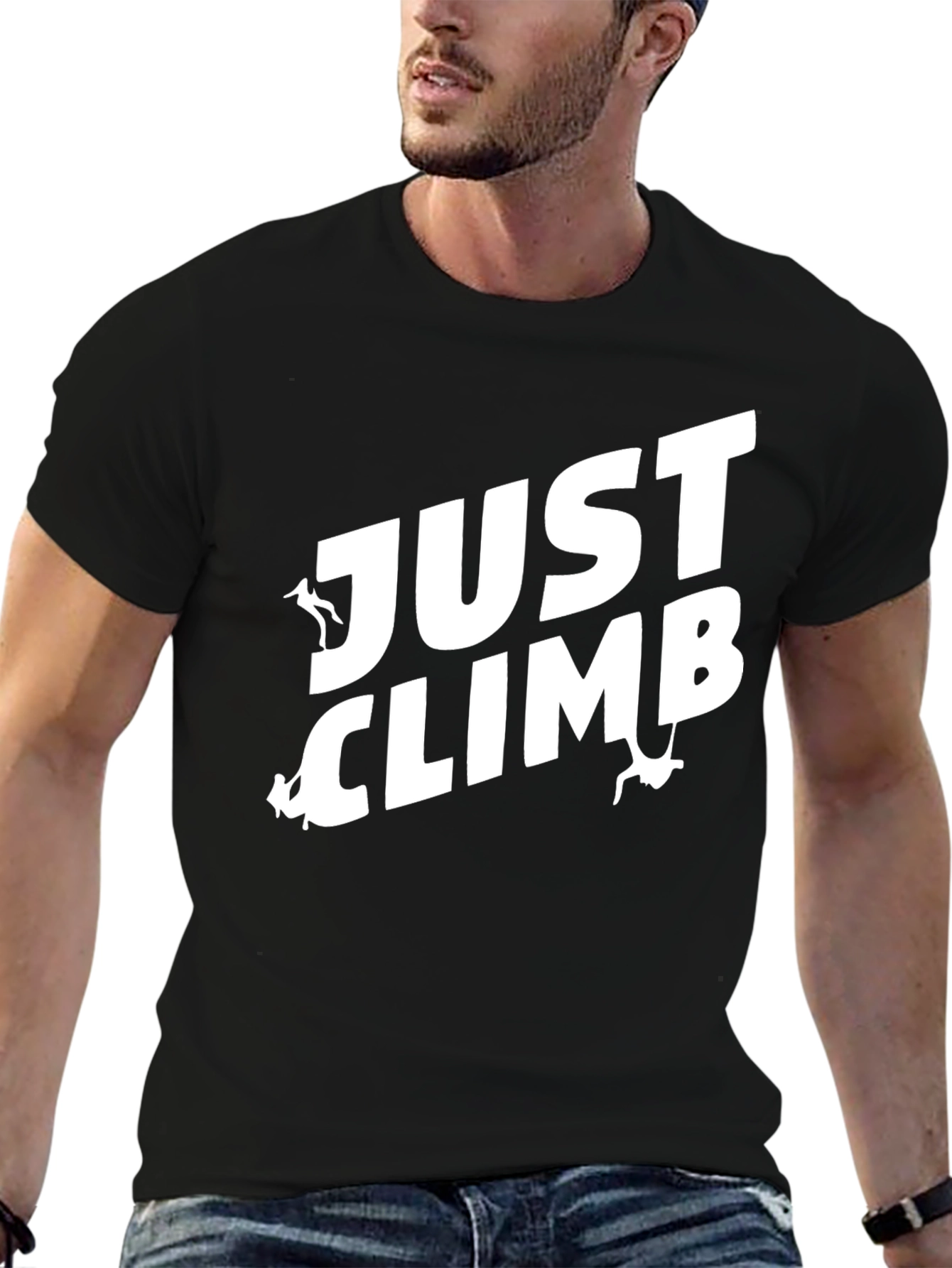 Just Climb Black T-Shirt for Climbing Enthusiasts