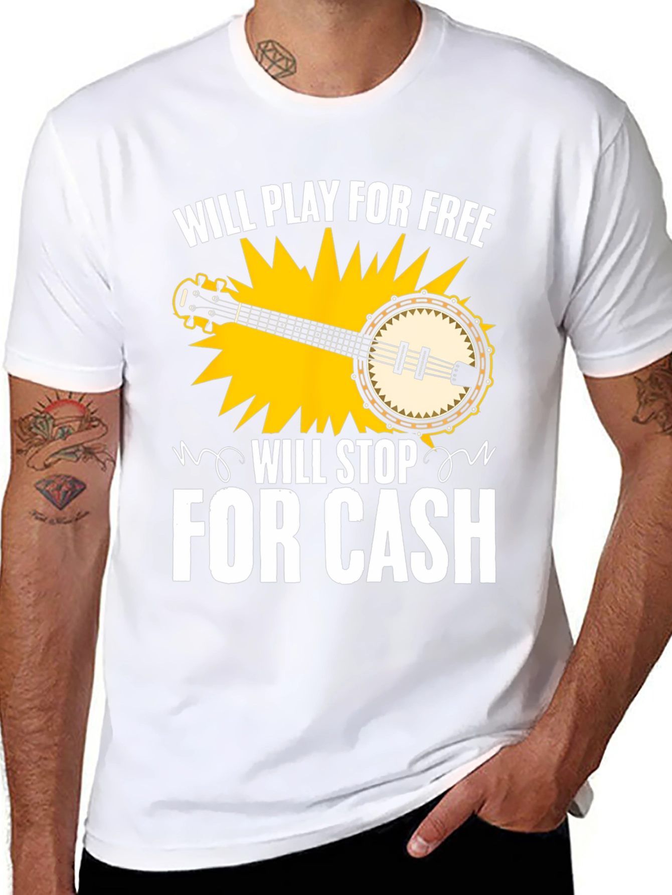 Banjo Music T-Shirt - Will Play For Free