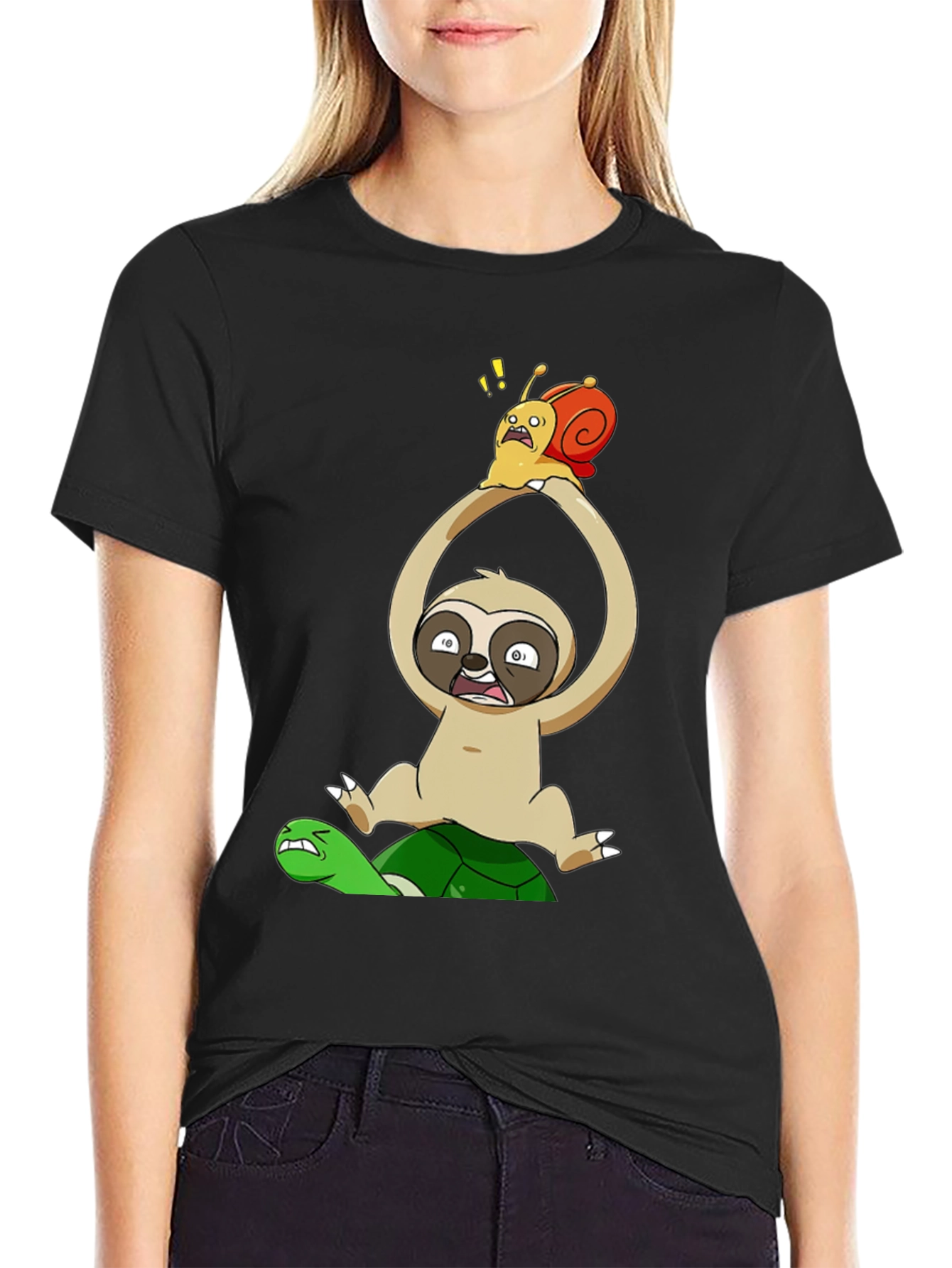 Funny Cartoon Animal T-Shirt: Sloth Snail Turtle