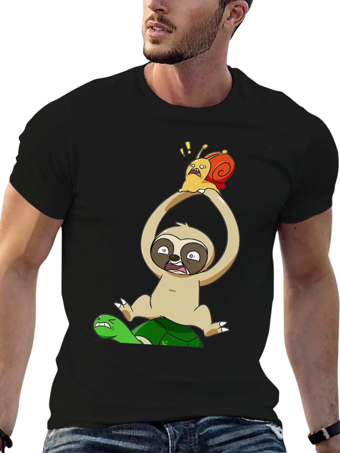 Funny Cartoon Animal T-Shirt: Sloth Snail Turtle