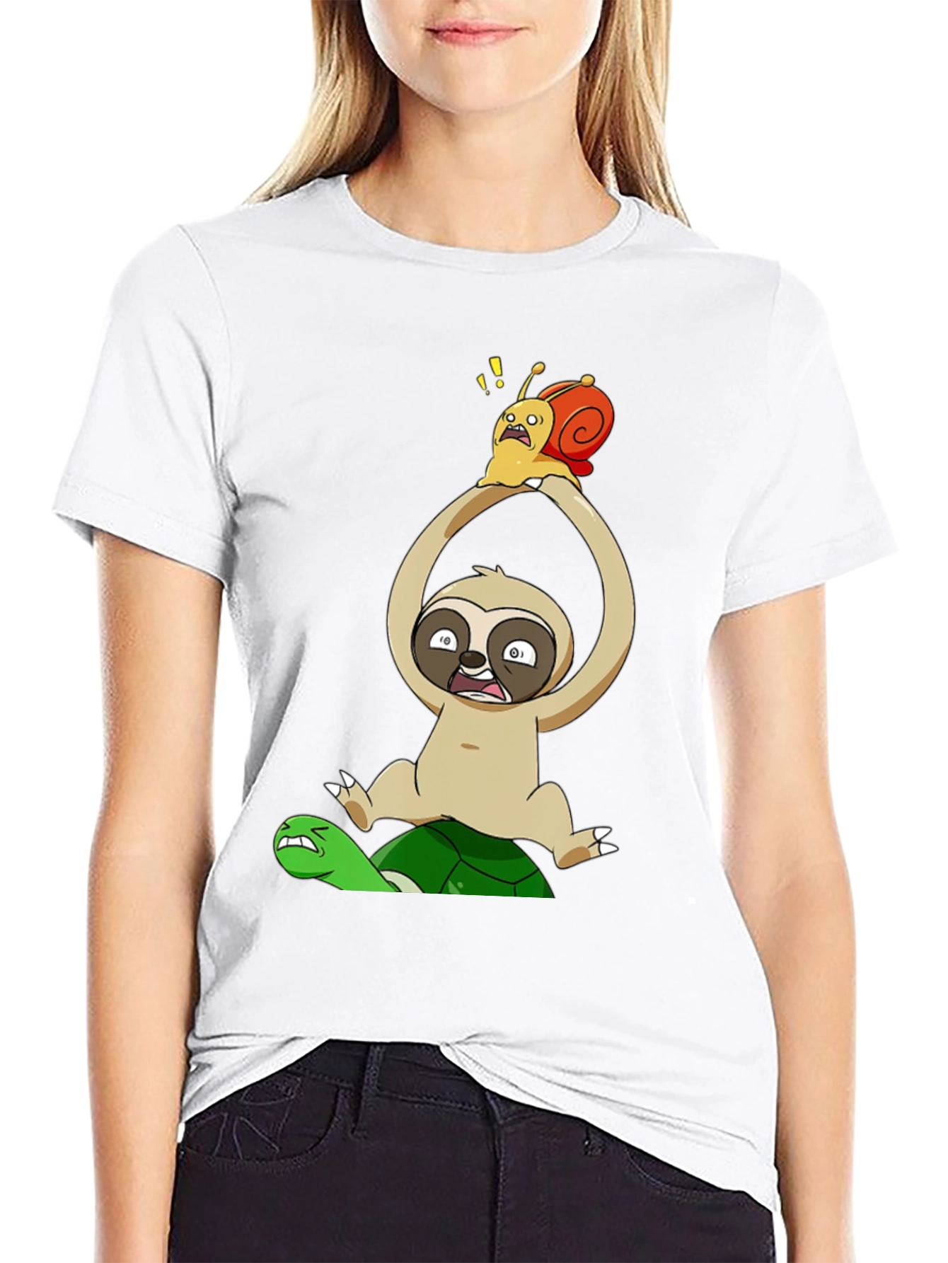 Funny Cartoon Animal T-Shirt: Sloth Snail Turtle