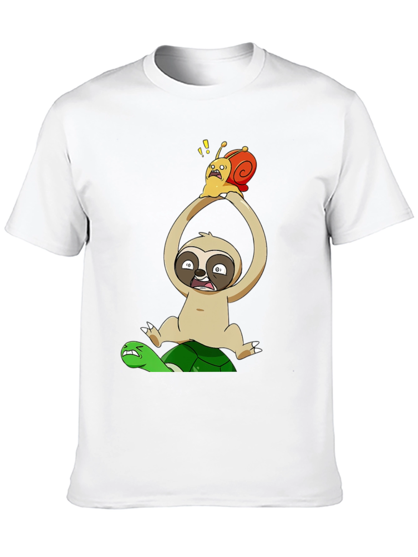 Funny Cartoon Animal T-Shirt: Sloth Snail Turtle