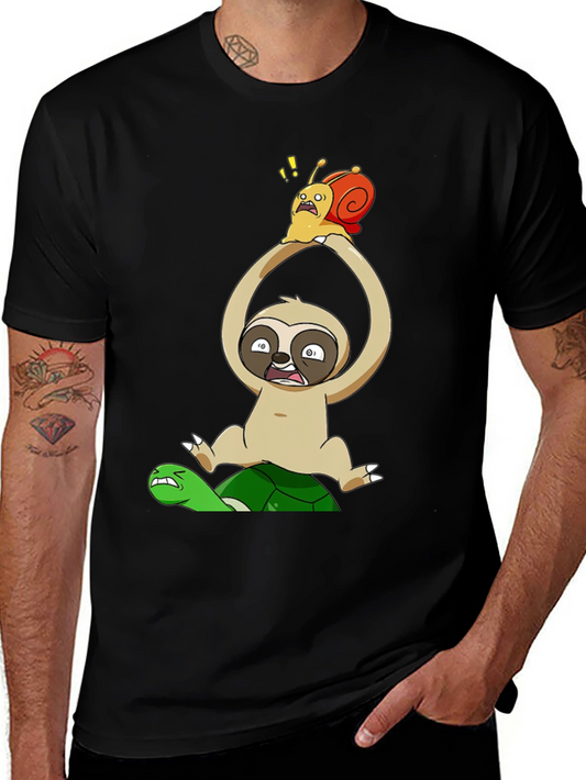 Funny Cartoon Animal T-Shirt: Sloth Snail Turtle