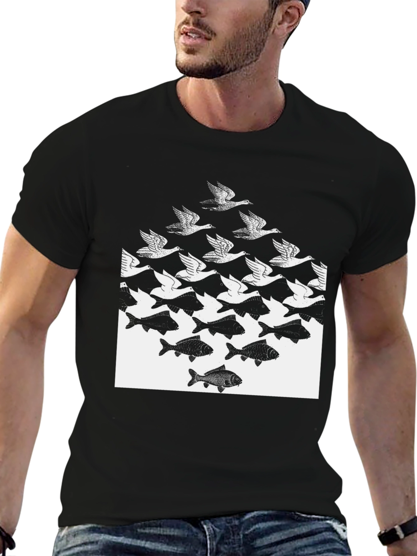 M.C. Escher Sky and Water Tee - Black