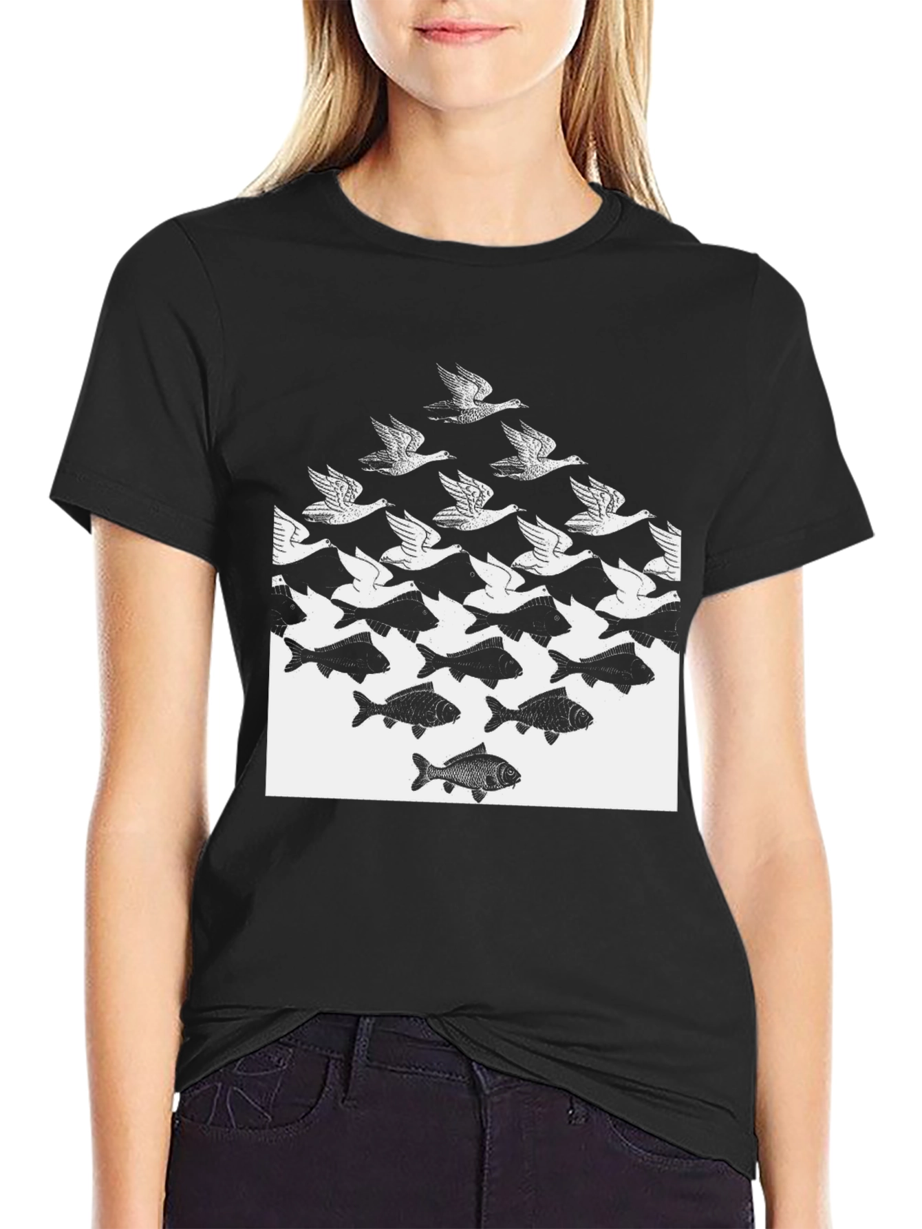 M.C. Escher Sky and Water Tee - Black