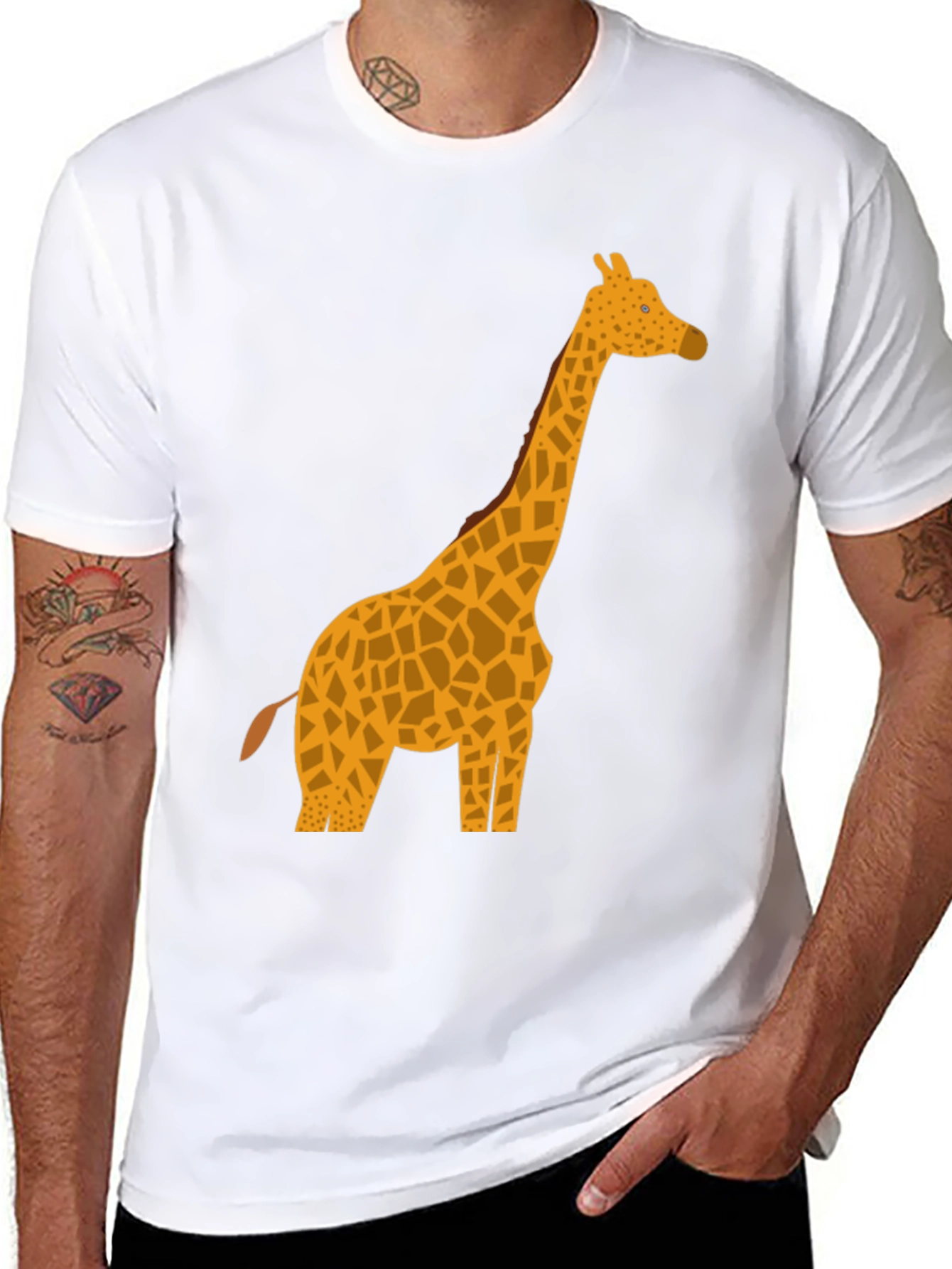 Giraffe Graphic Tee - Black Casual T-Shirt