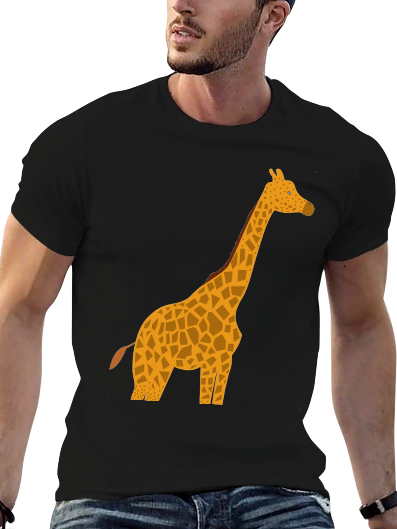 Giraffe Graphic Tee - Black Casual T-Shirt