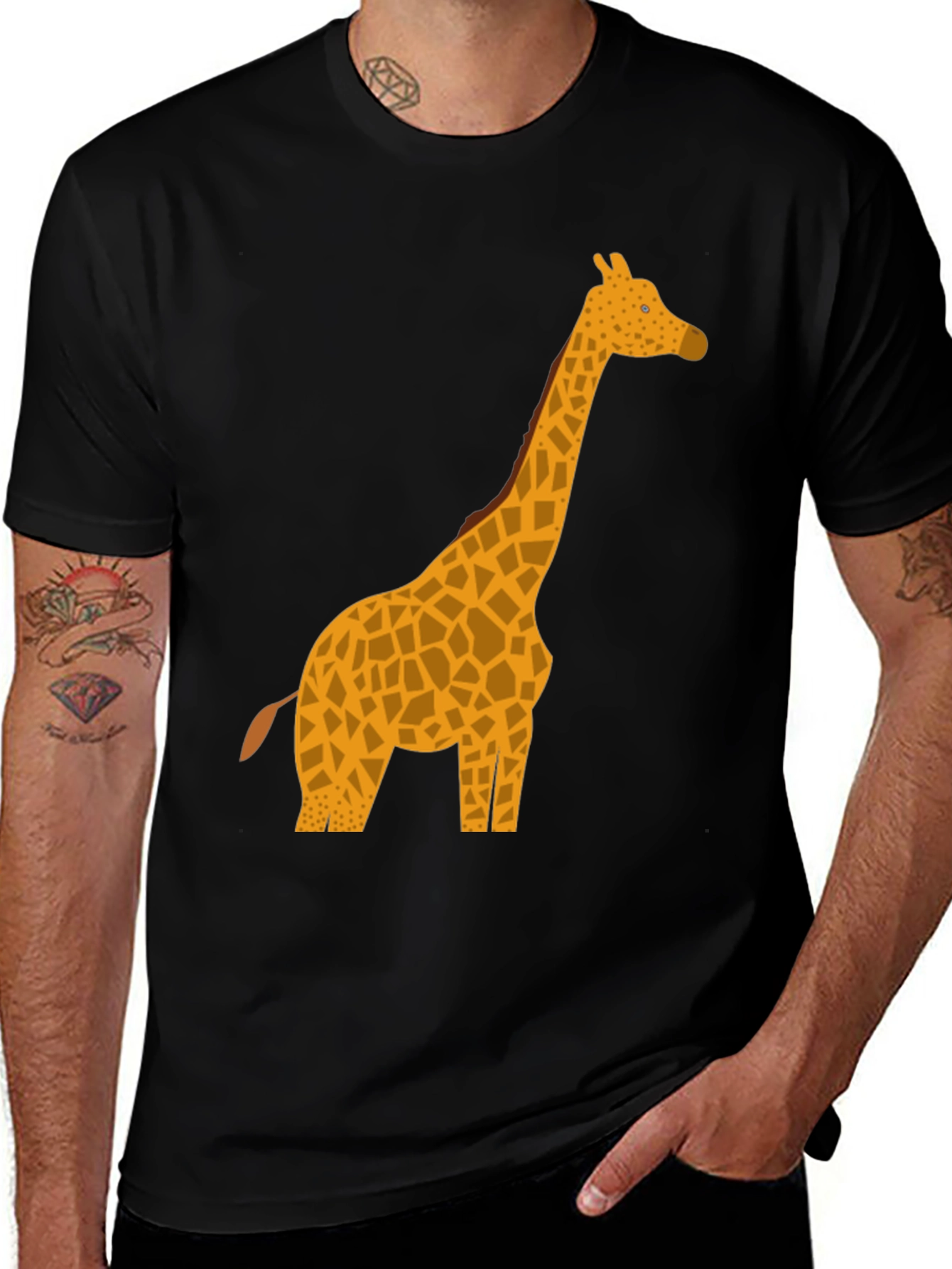 Giraffe Graphic Tee - Black Casual T-Shirt