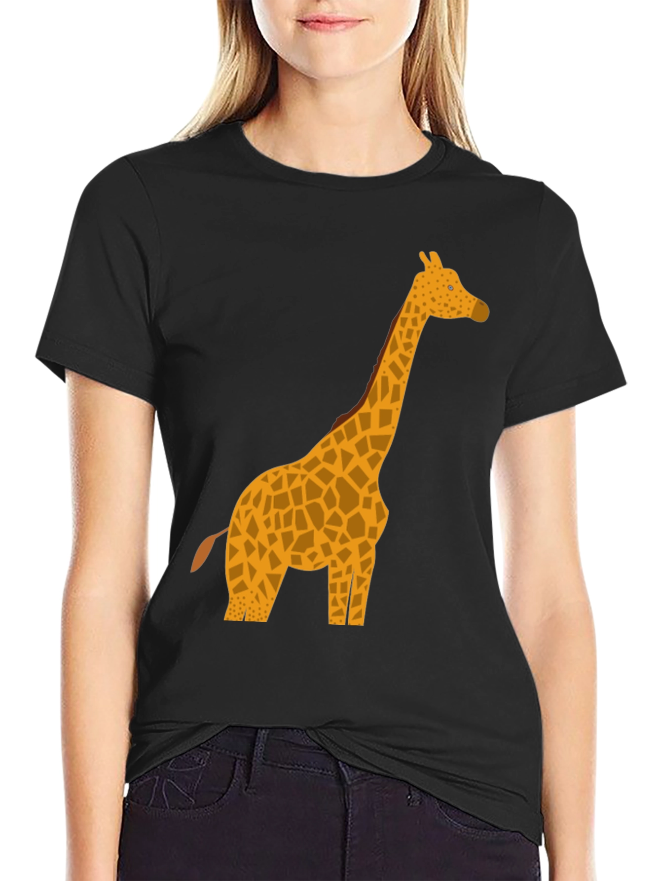 Giraffe Graphic Tee - Black Casual T-Shirt