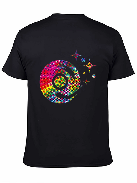 Retro Rainbow Vinyl Record Graphic Tee - Black