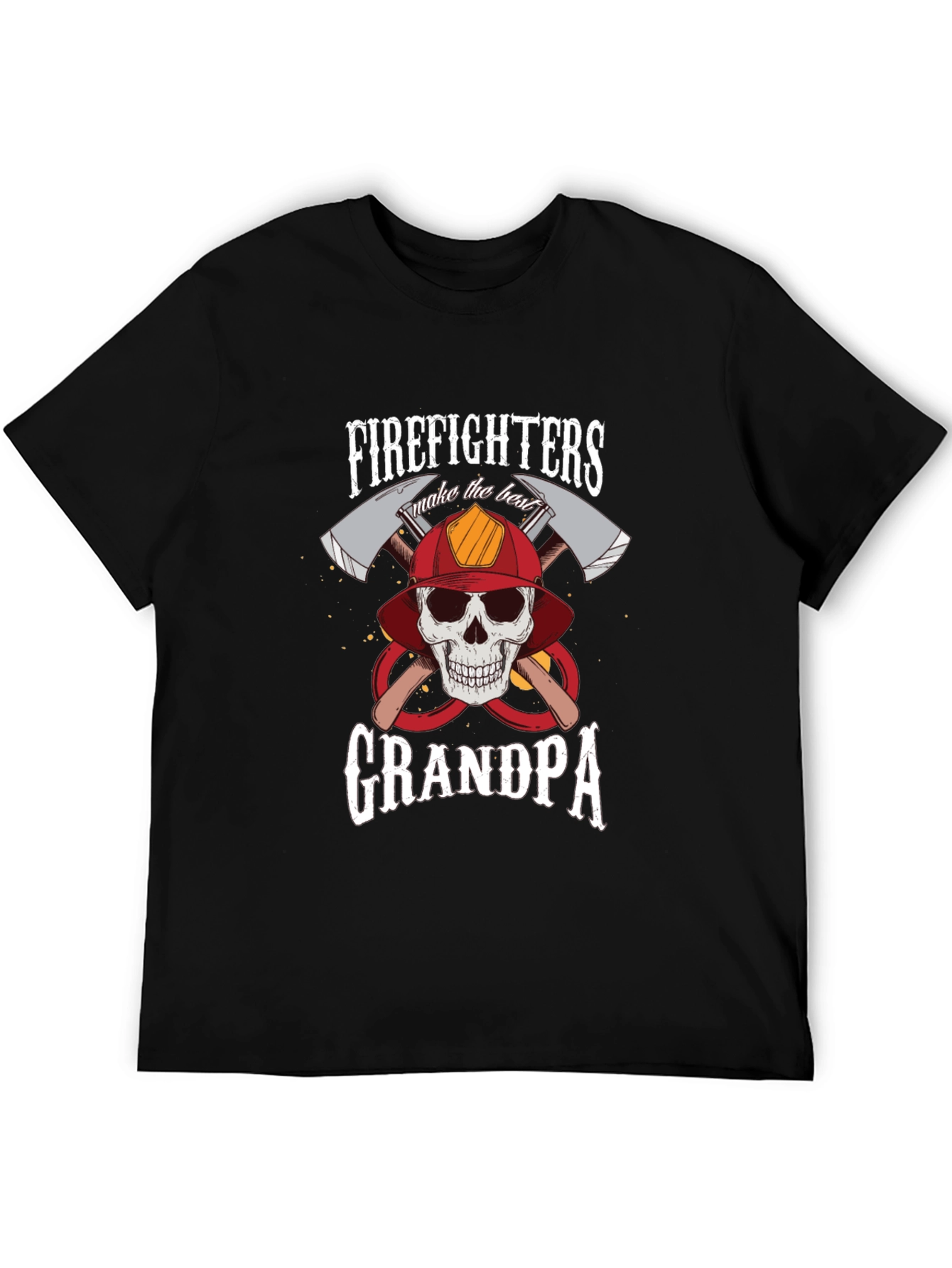 Firefighter Grandpa T-Shirt - Skull & Axes Design