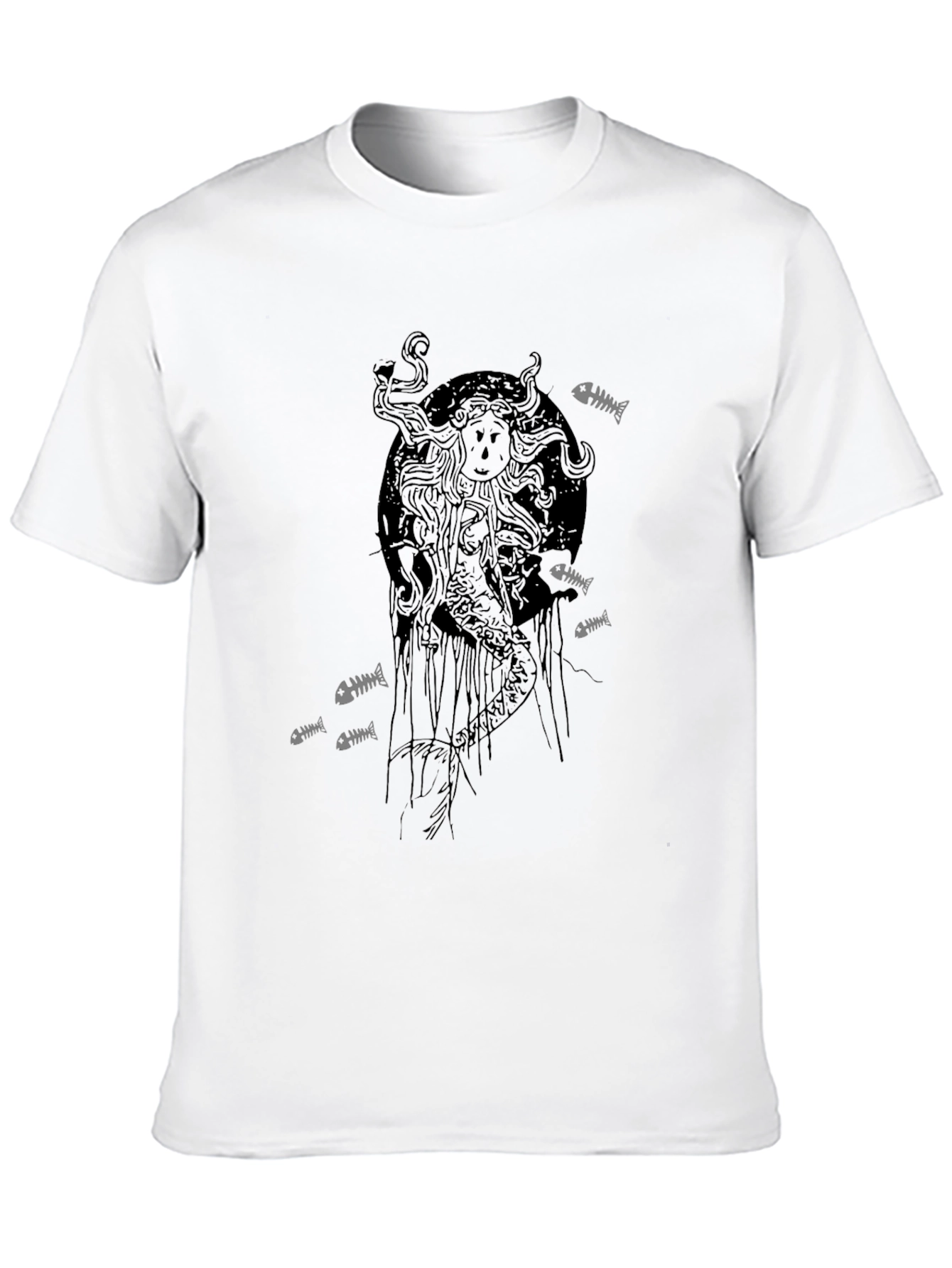 Grim Mermaid Graphic Tee - Black Cotton T-Shirt