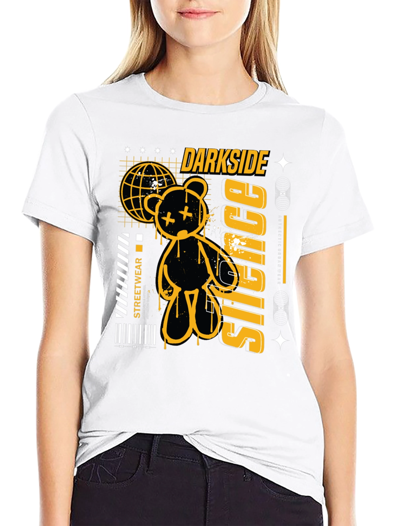 Darkside Silence Graphic Print Black Tee