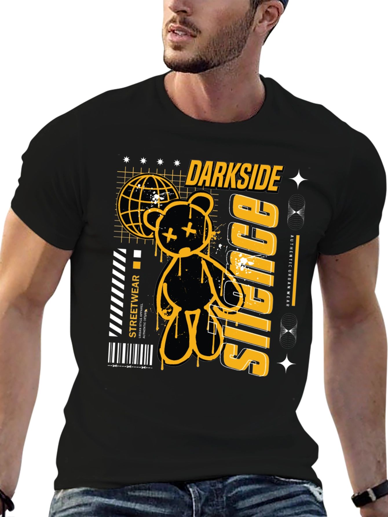 Darkside Silence Graphic Print Black Tee