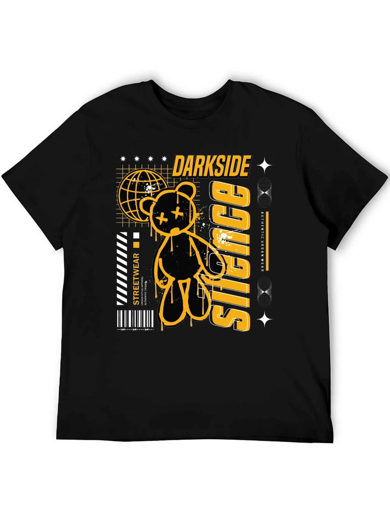 Darkside Silence Graphic Print Black Tee
