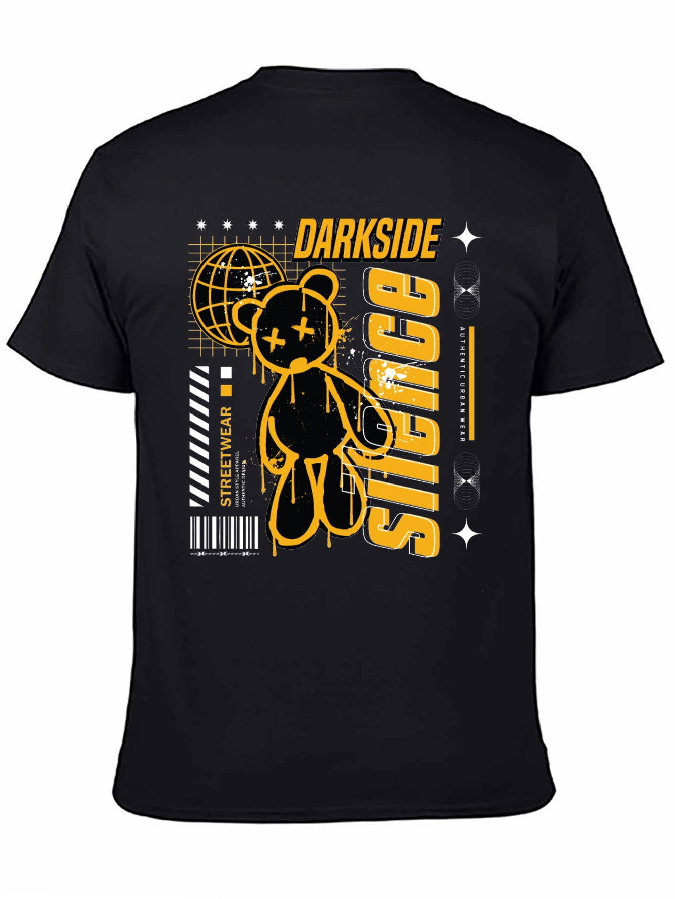 Darkside Silence Graphic Print Black Tee
