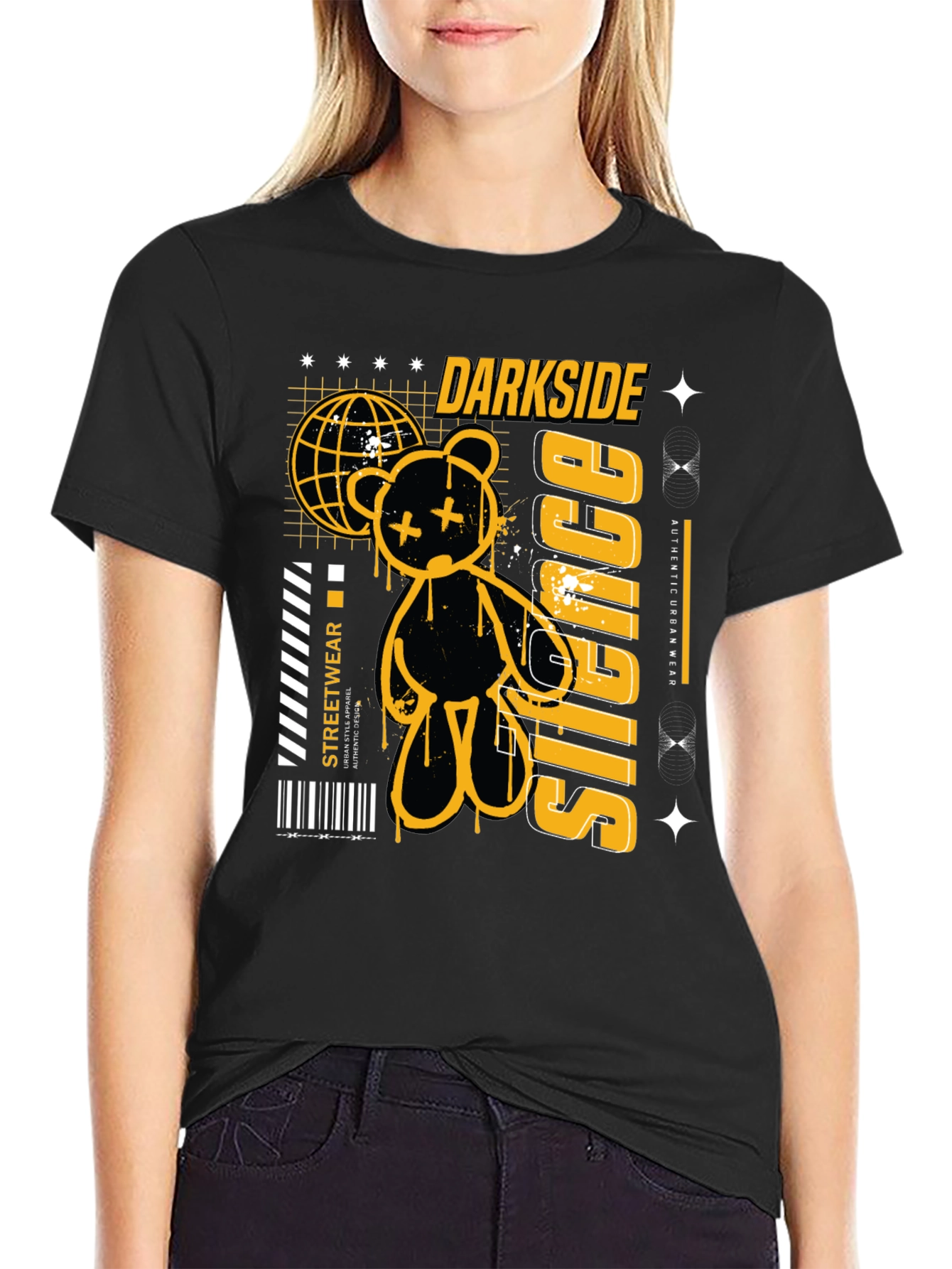 Darkside Silence Graphic Print Black Tee