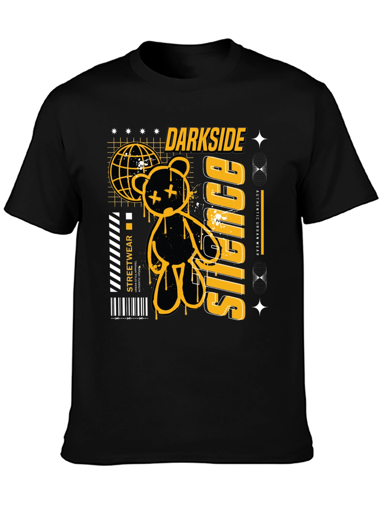 Darkside Silence Graphic Print Black Tee