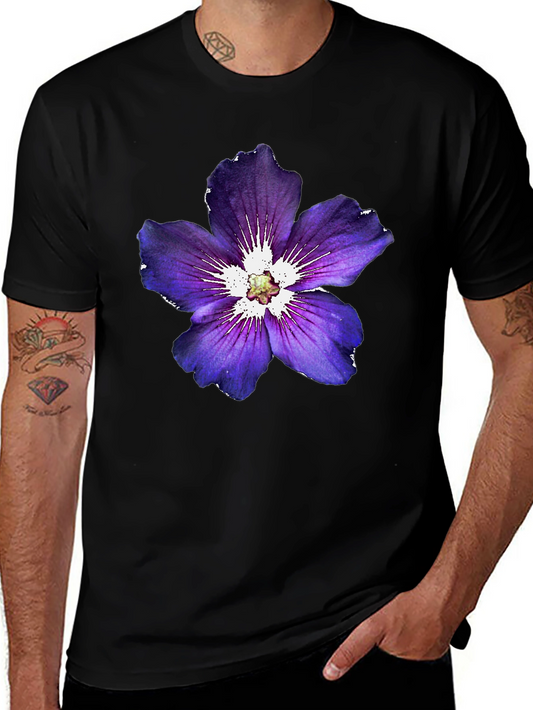 Floral Graphic Tee - Purple Flower Design Casual Wear