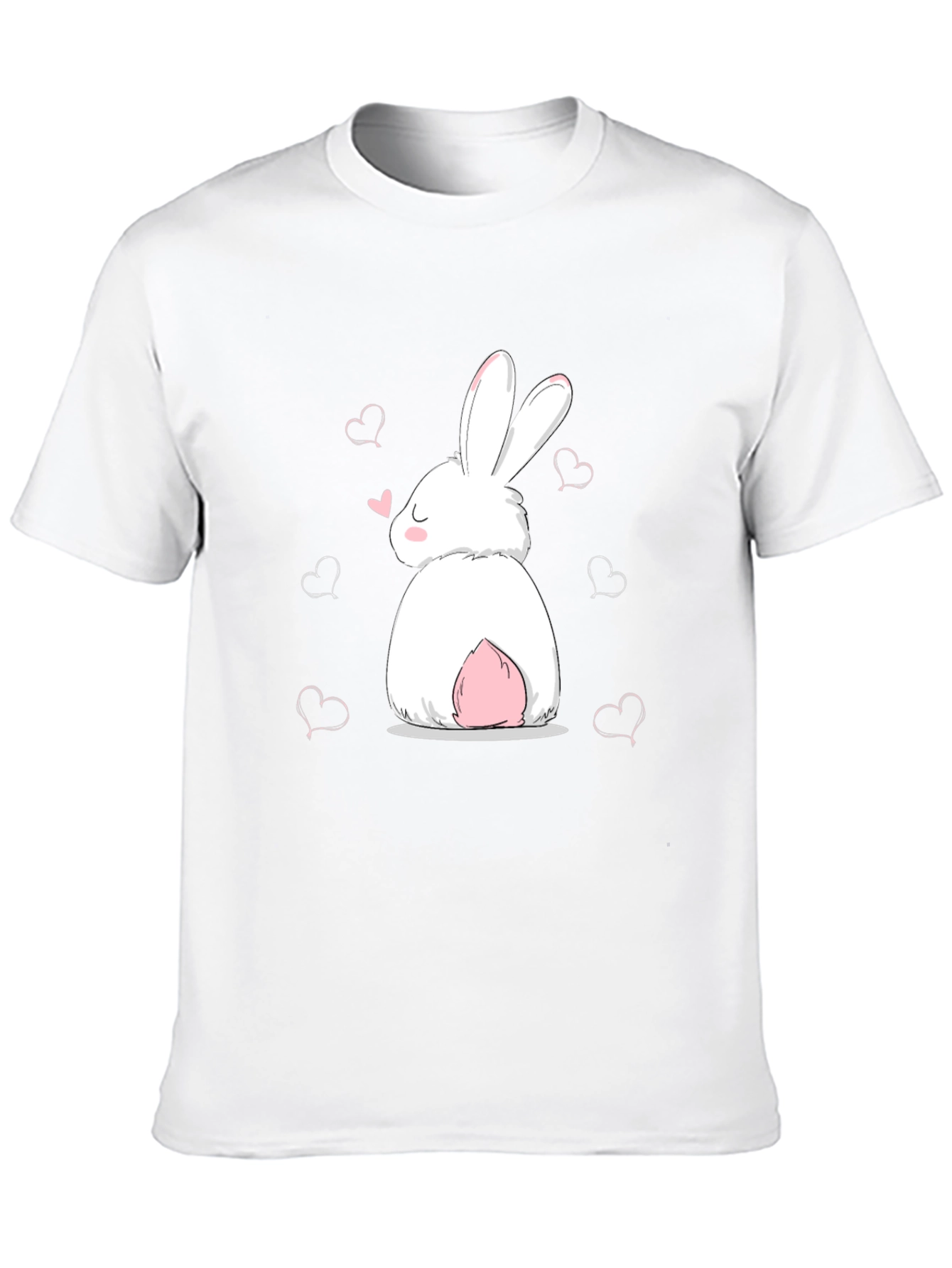 Cute Bunny Heart Graphic Black T-Shirt