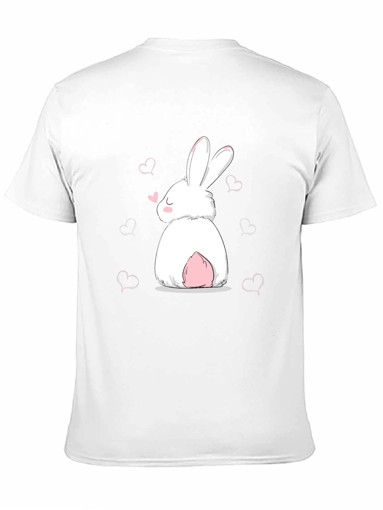 Cute Bunny Heart Graphic Black T-Shirt