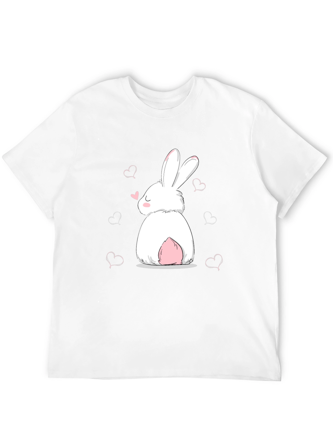 Cute Bunny Heart Graphic Black T-Shirt
