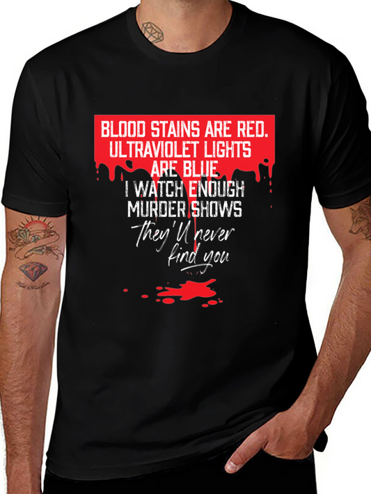 Murder Shows Graphic Tee - Red and Blue T-Shirt