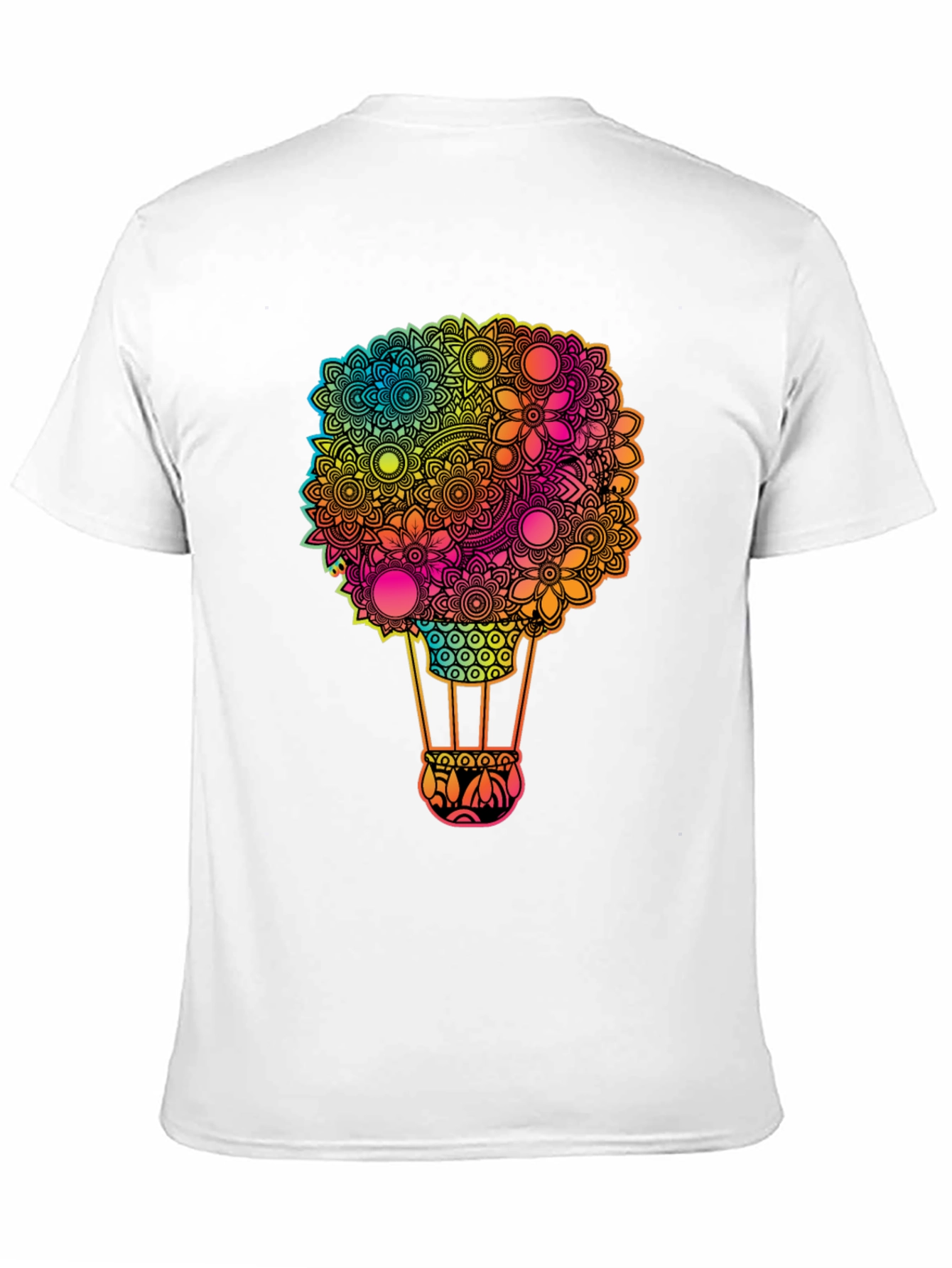 Floral Hot Air Balloon Graphic Tee - Black