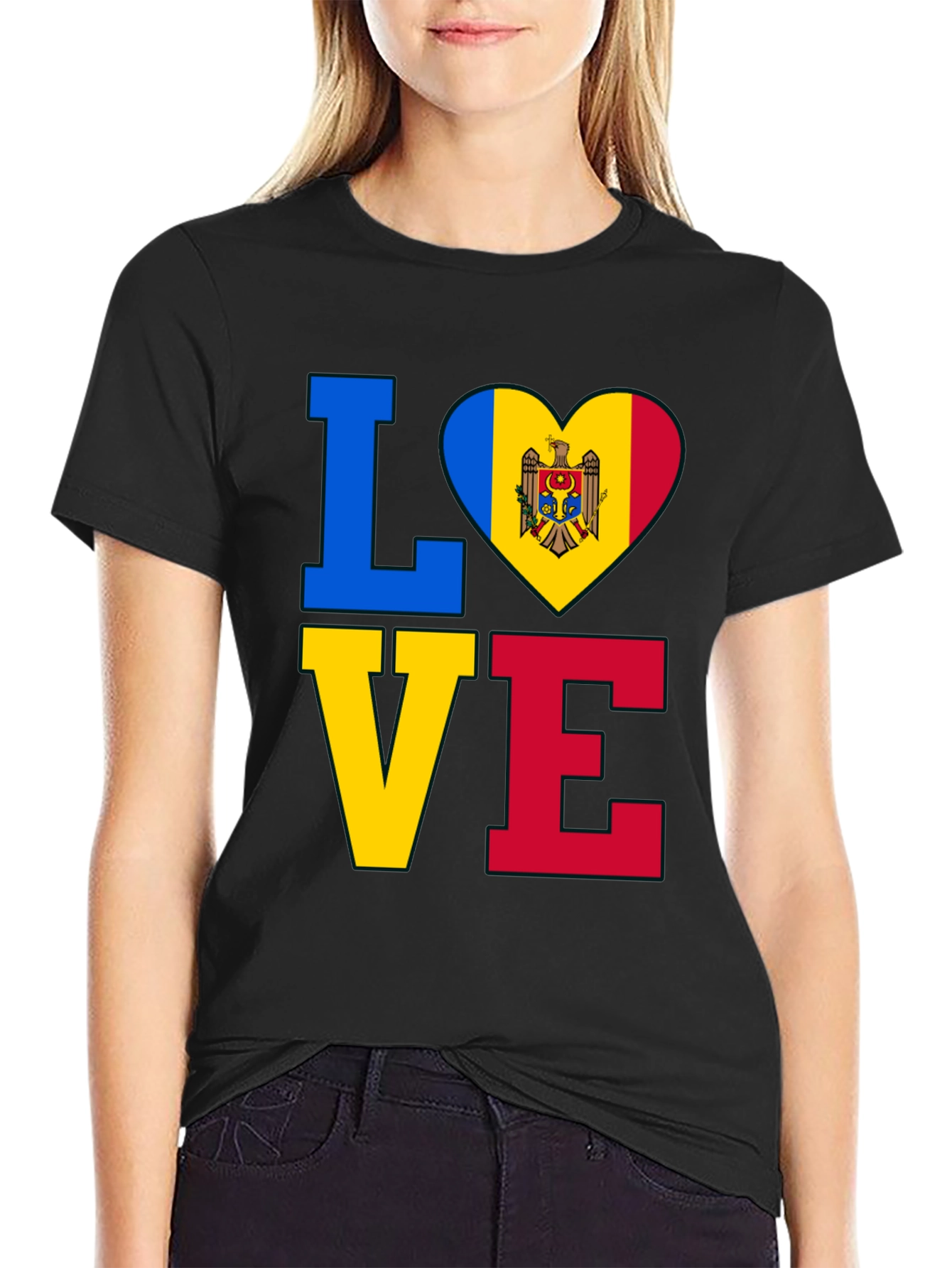 Moldova Flag Heart Love T-Shirt