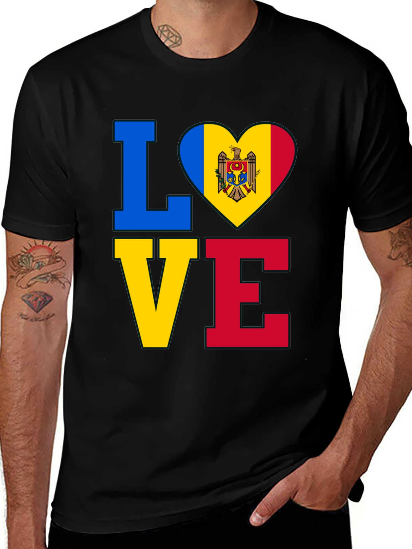 Moldova Flag Heart Love T-Shirt