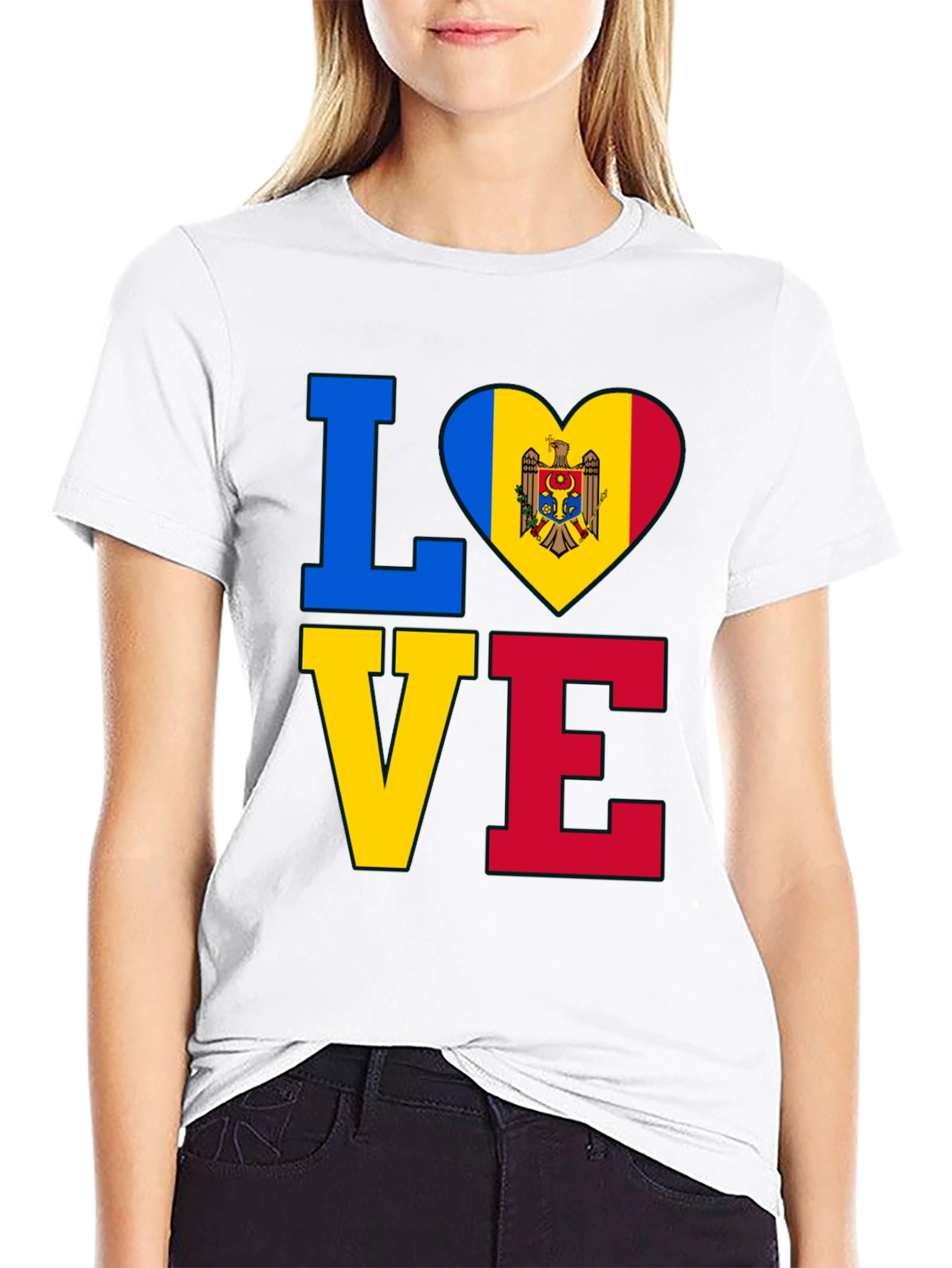 Moldova Flag Heart Love T-Shirt
