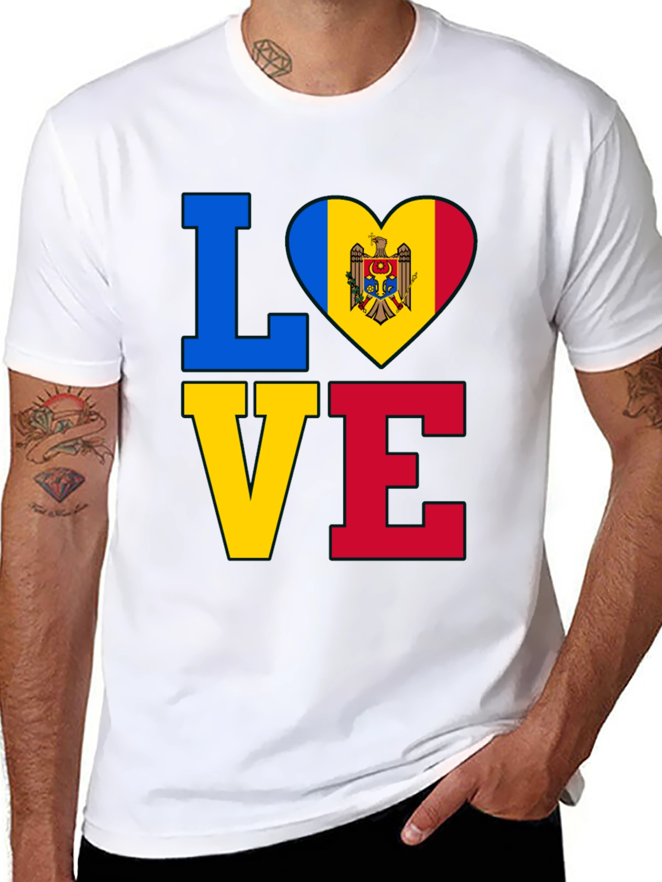 Moldova Flag Heart Love T-Shirt