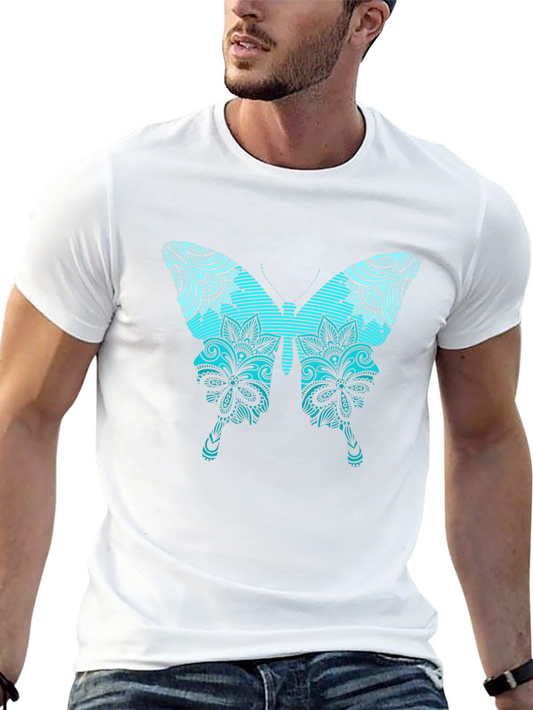 Butterfly Graphic Tee - Stylish Mens Black T-Shirt