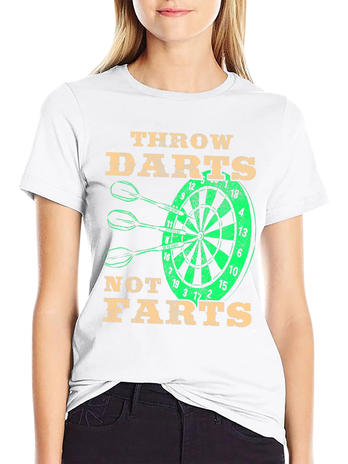 Throw Darts Not Farts Black Graphic Tee