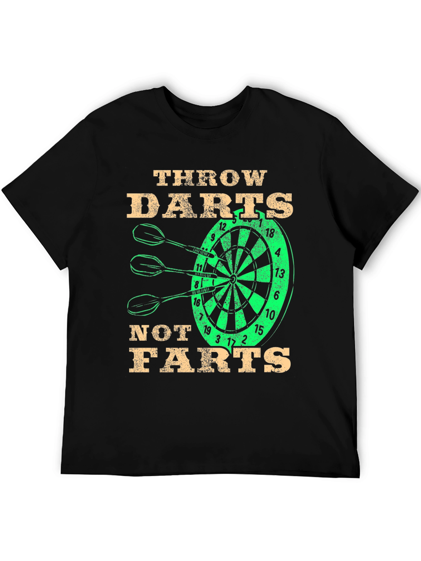 Throw Darts Not Farts Black Graphic Tee