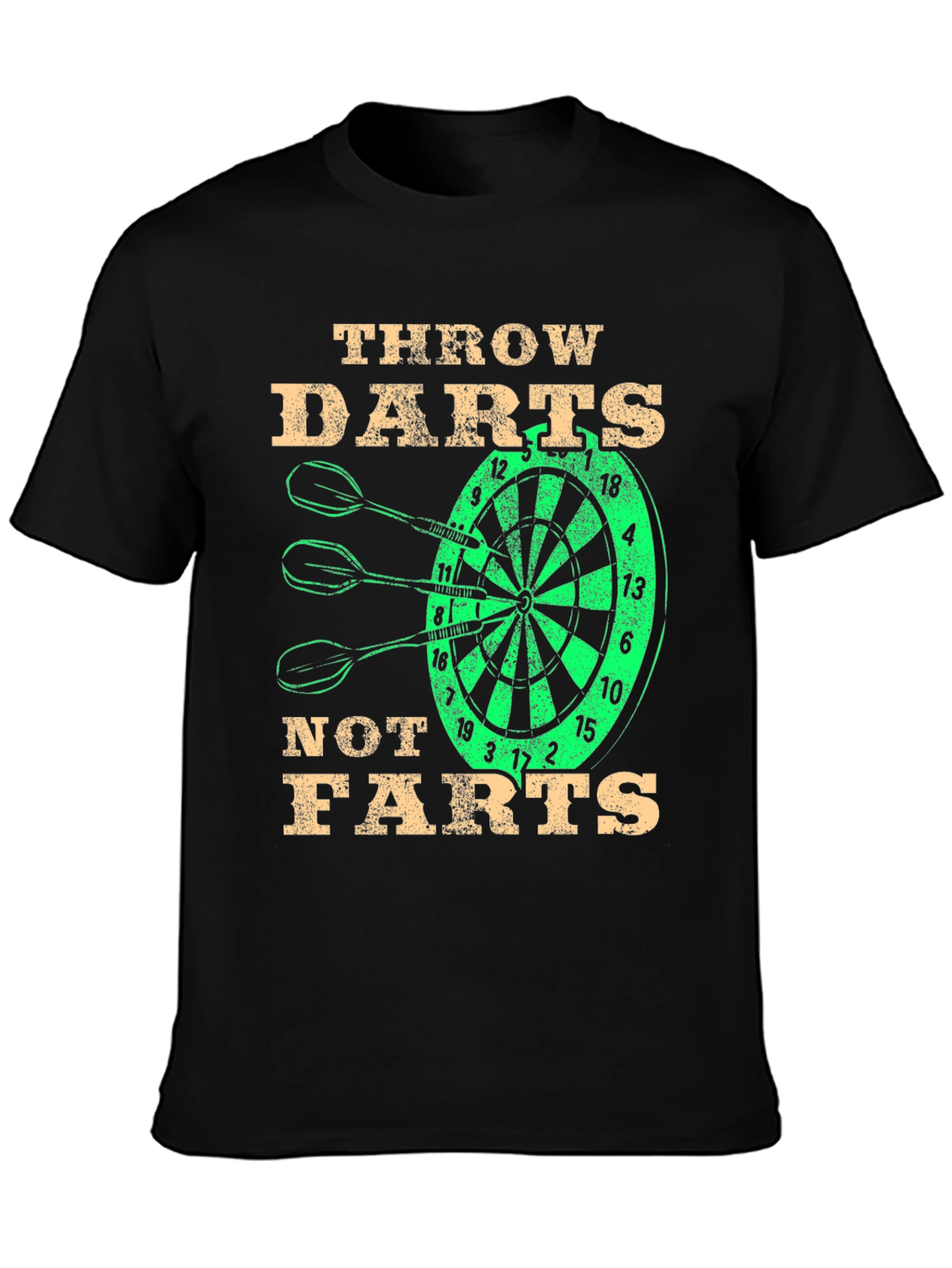 Throw Darts Not Farts Black Graphic Tee