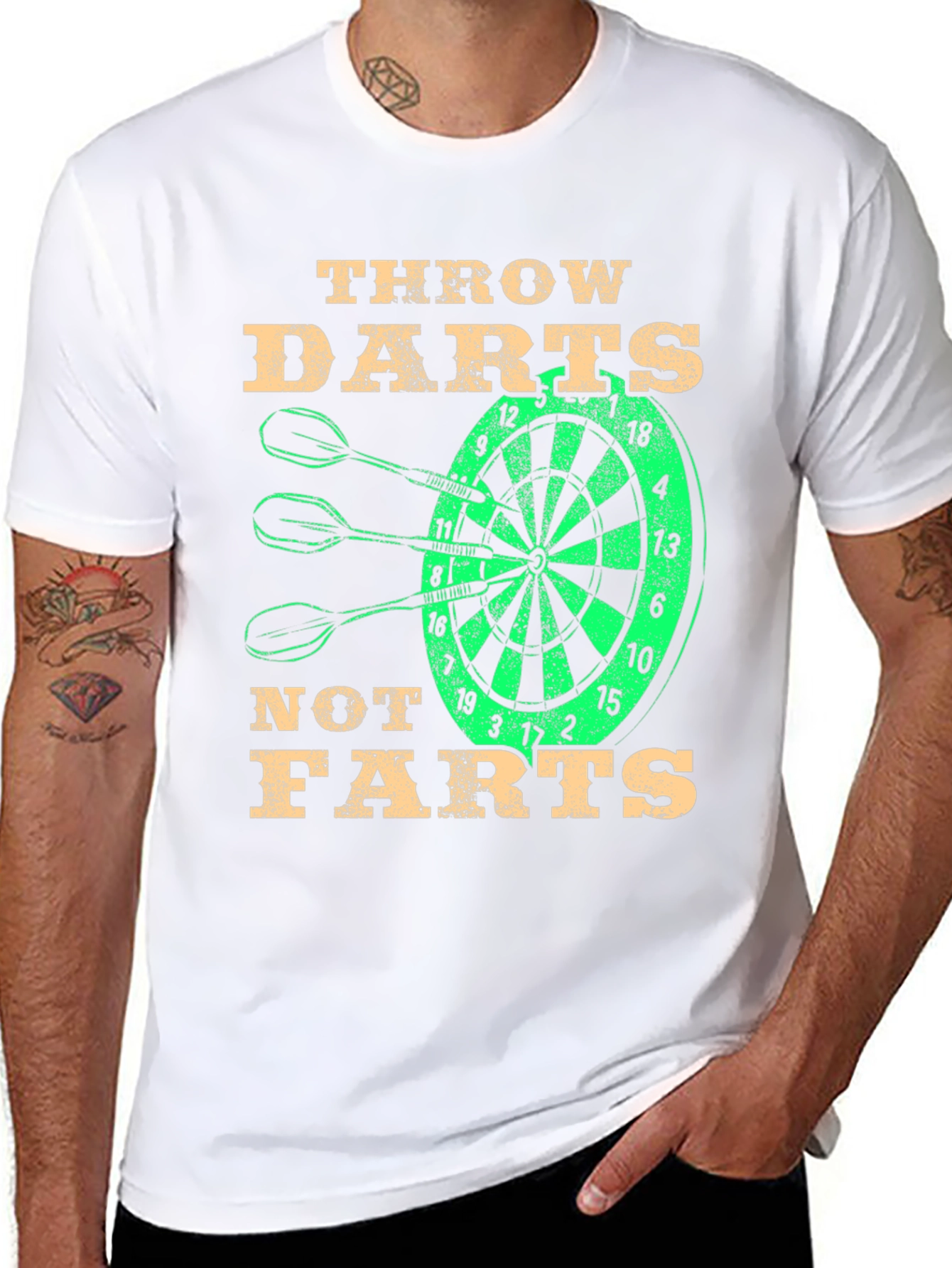 Throw Darts Not Farts Black Graphic Tee