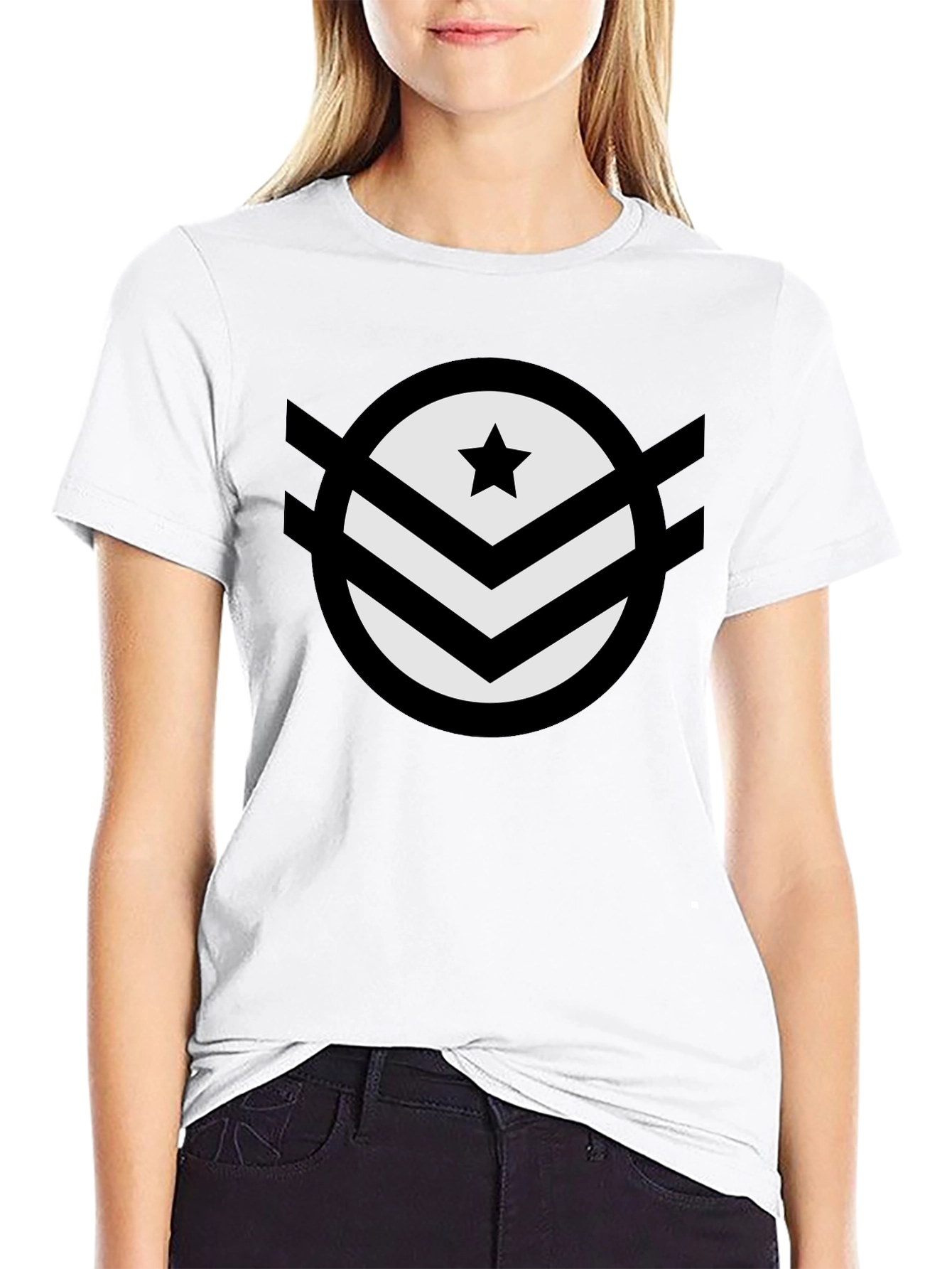 Star Chevron Graphic Tee - Modern Design Black T-Shirt