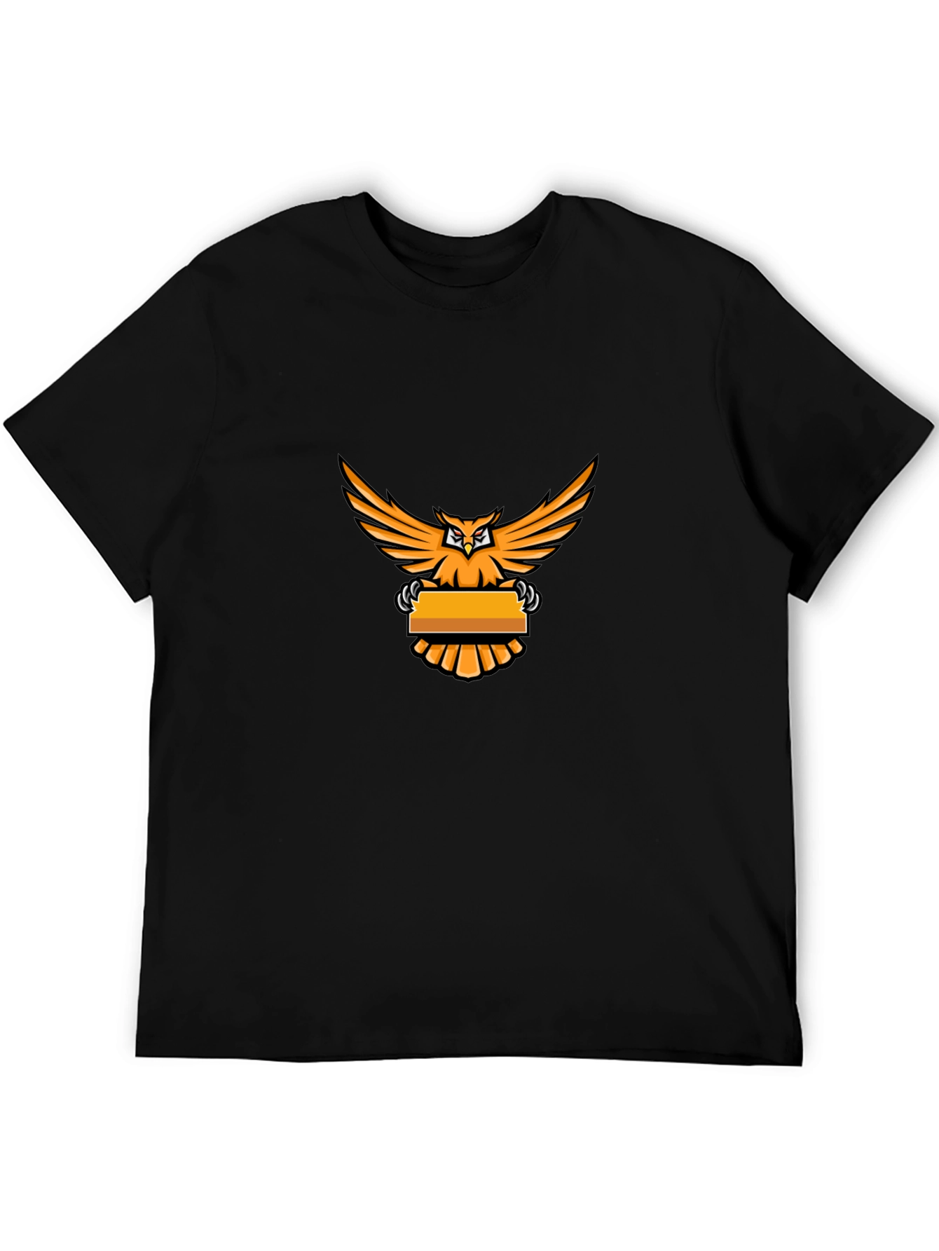 Mens Black Owl Graphic T-Shirt