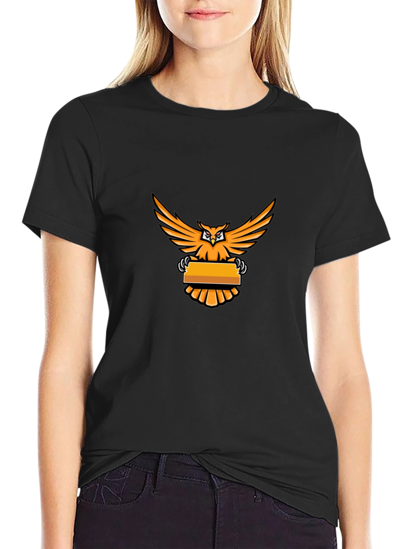 Mens Black Owl Graphic T-Shirt
