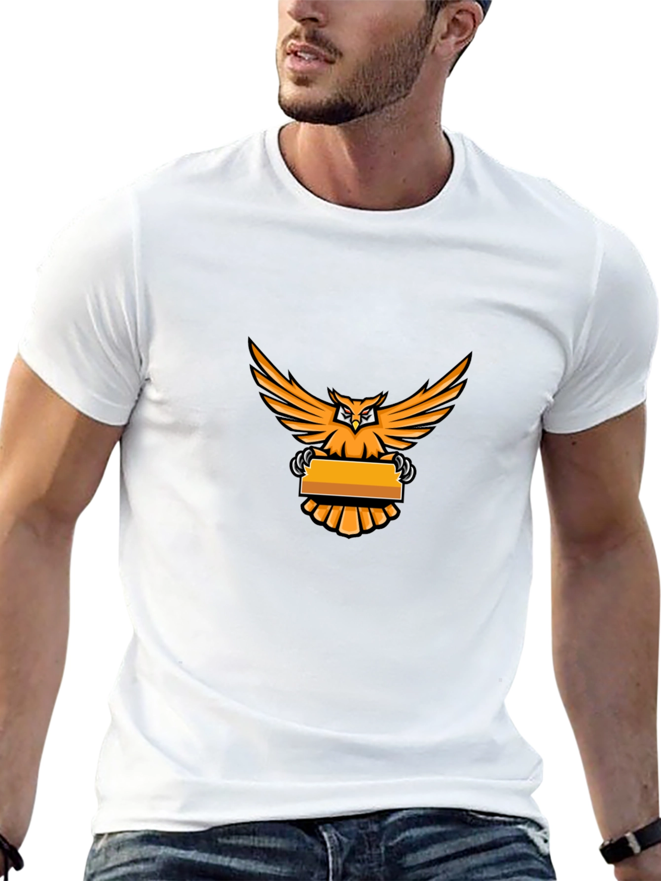 Mens Black Owl Graphic T-Shirt