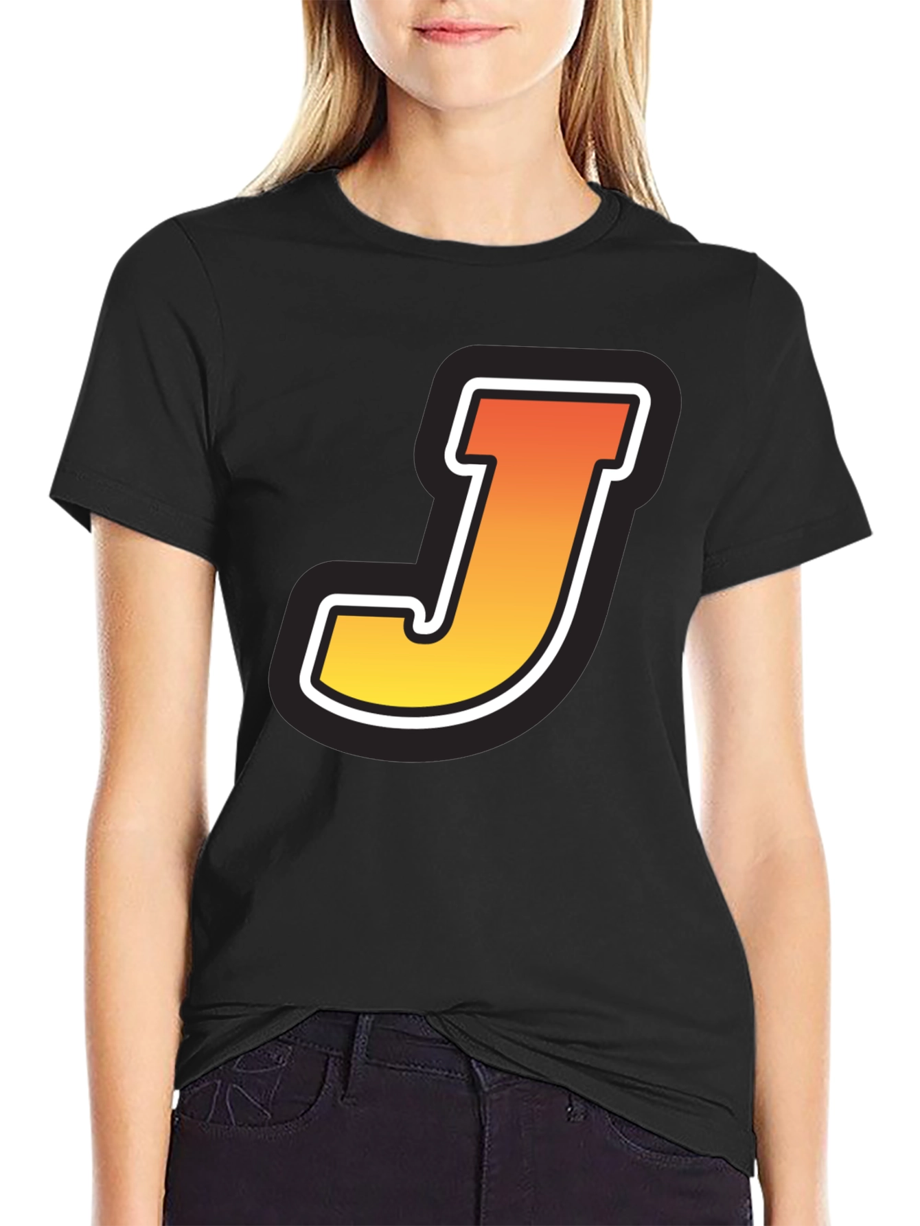 Gradient J Graphic Black T-Shirt
