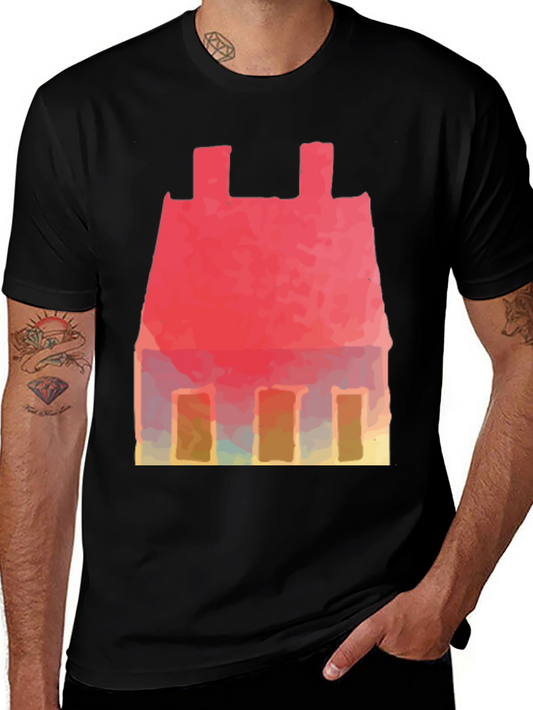 Watercolor House Graphic Tee - Artistic Comfort