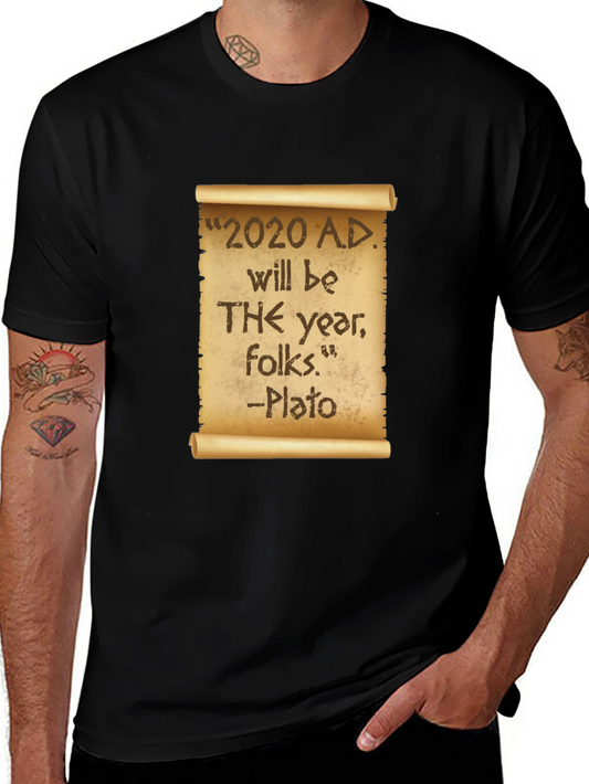 Novelty 2020 Plato Quote Black T-Shirt