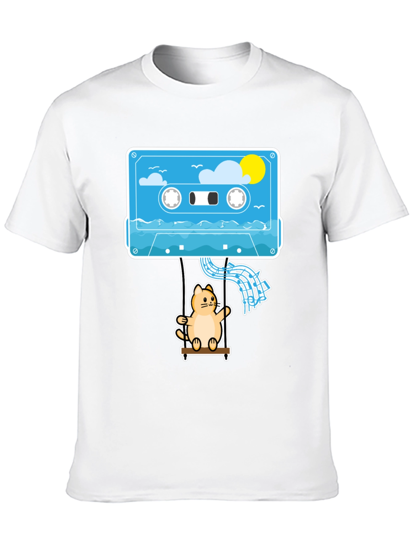 Cassette Cat Swing T-Shirt - Cool Graphic Tee
