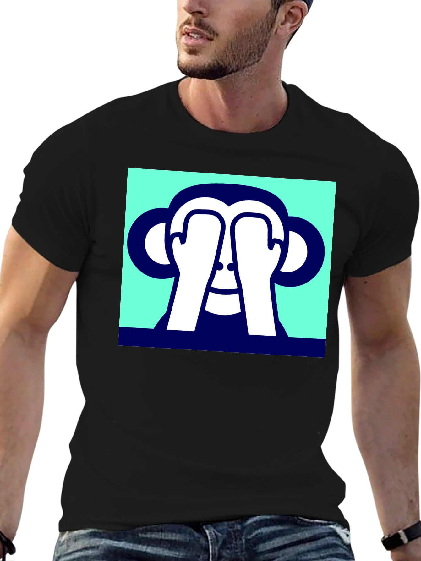 Peek-a-Boo Monkey Graphic Tee - Soft Cotton Blend